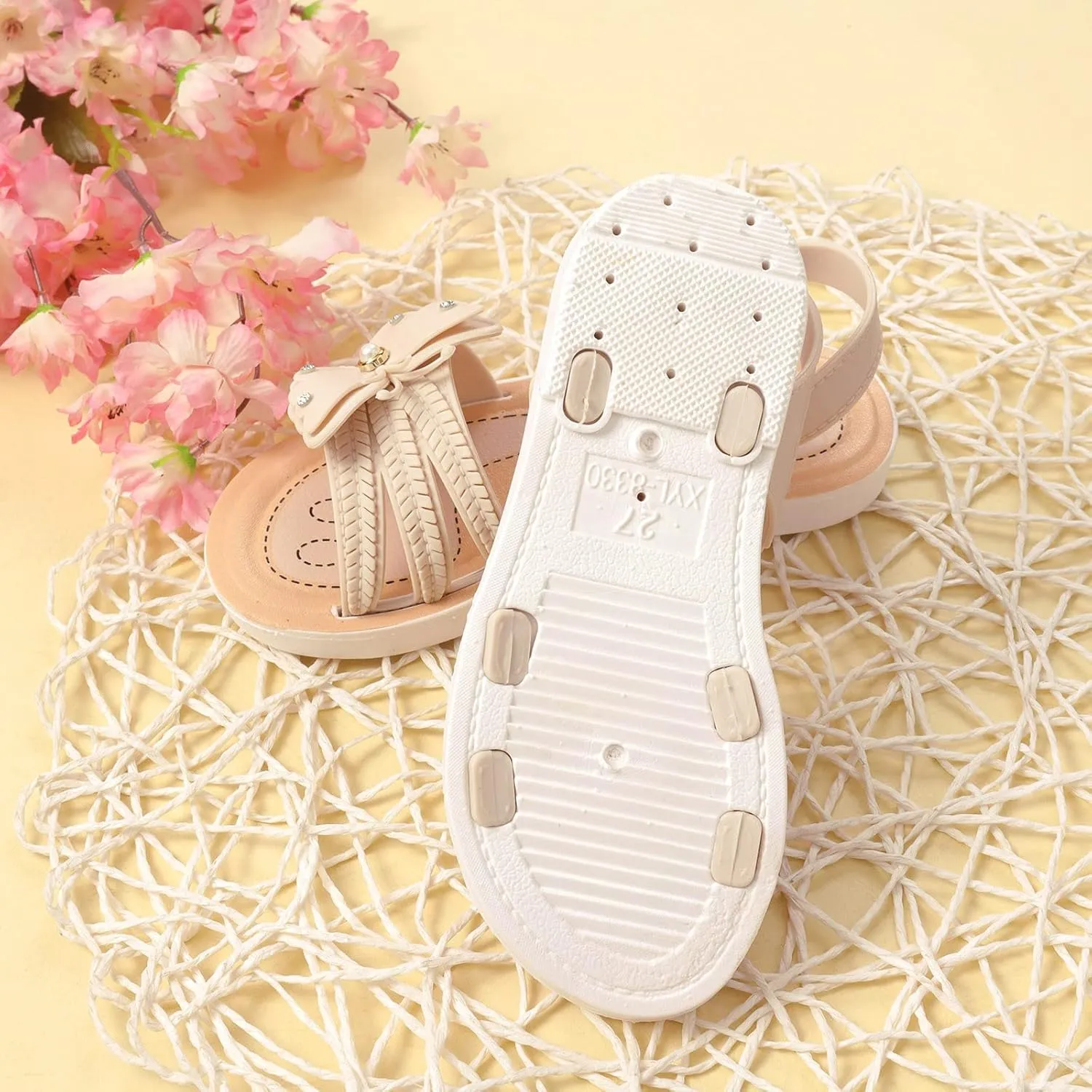 Kids Toddler Girls Summer Beach Sandals Soft Sole Non Slip Lightweight Comfortable Fashion Bow Princess Shoes