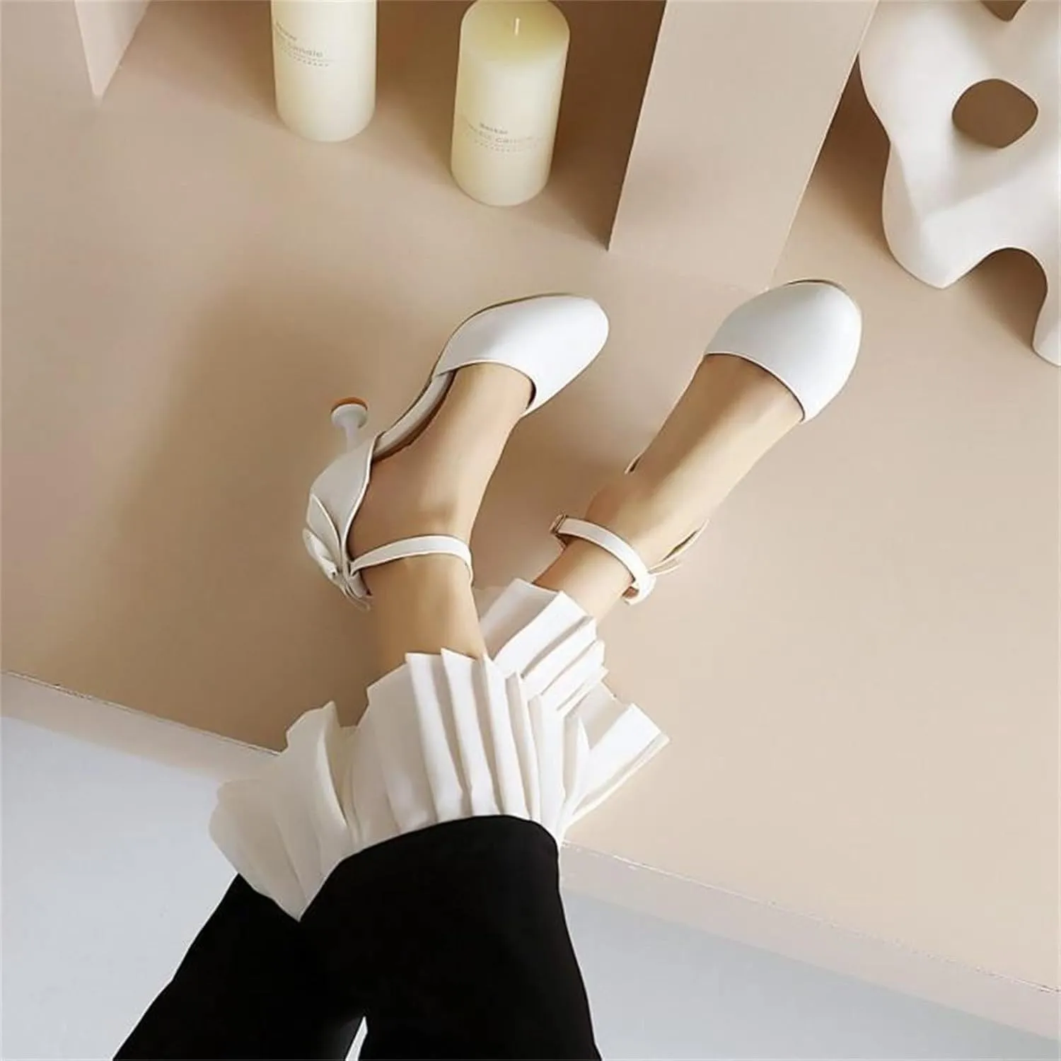 Kids/Children/Little Girls Sandals High Heel Shoes Princess Party Wedding Platform Dress Sandals (White, 4 Big Kids)