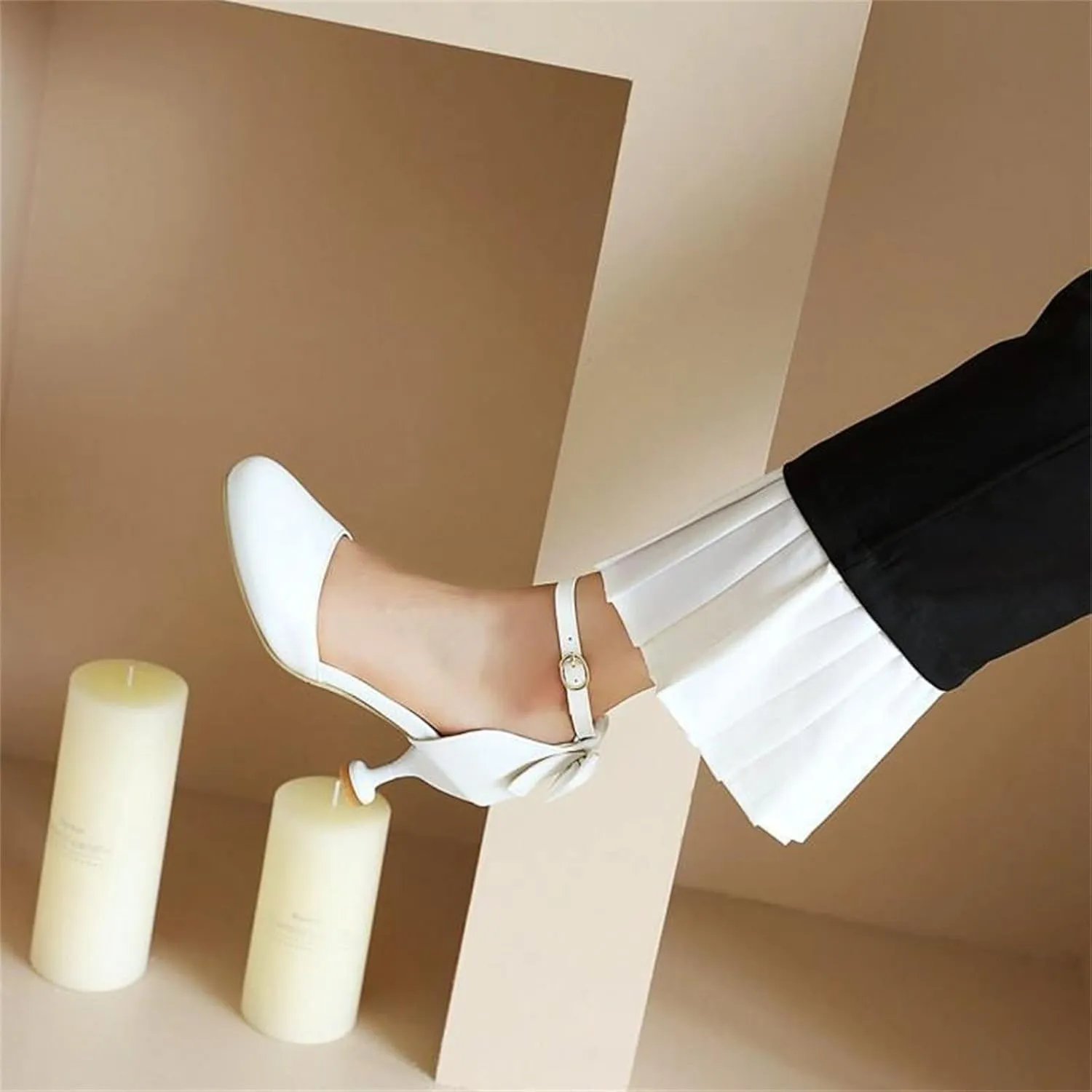Kids/Children/Little Girls Sandals High Heel Shoes Princess Party Wedding Platform Dress Sandals (White, 4 Big Kids)
