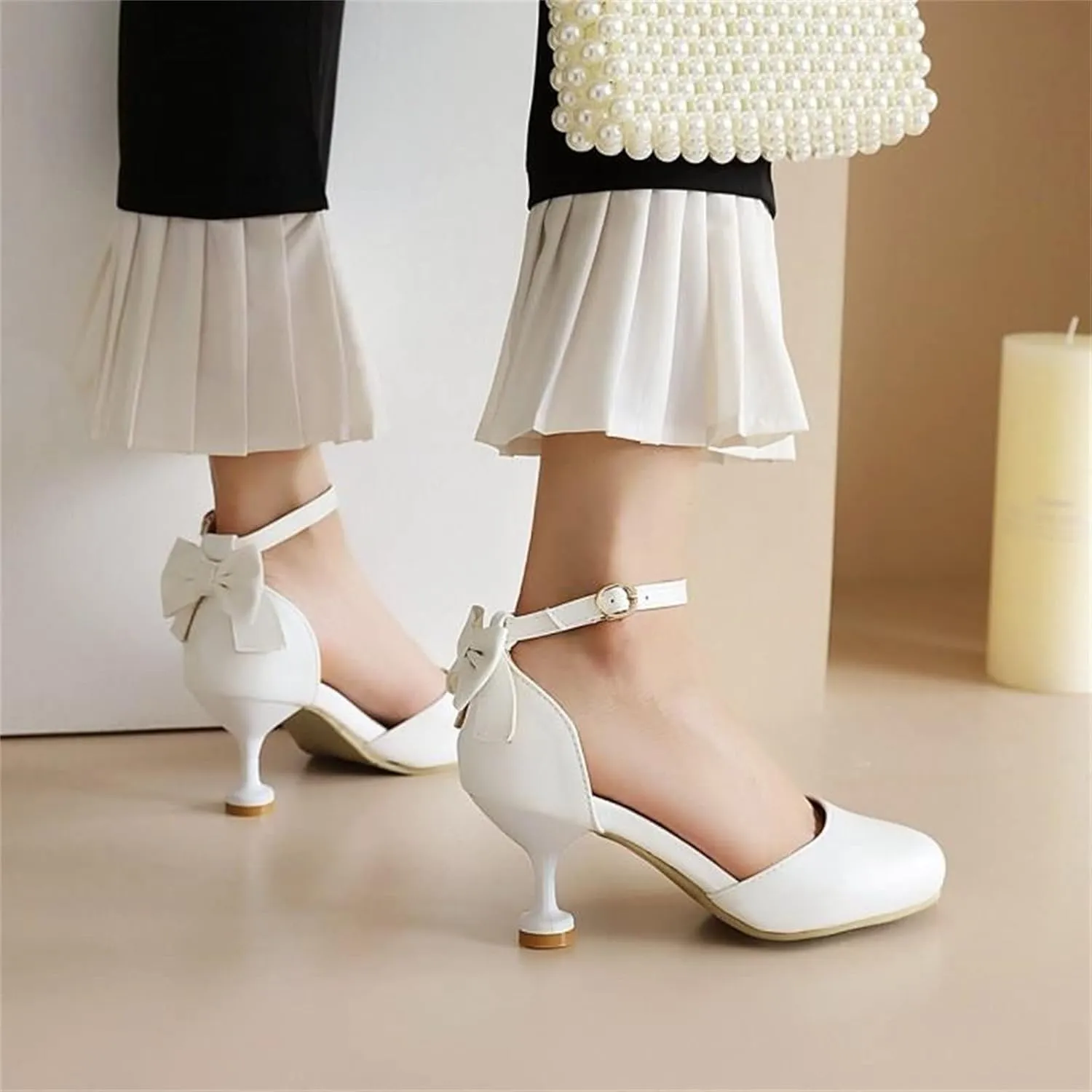 Kids/Children/Little Girls Sandals High Heel Shoes Princess Party Wedding Platform Dress Sandals (White, 4 Big Kids)