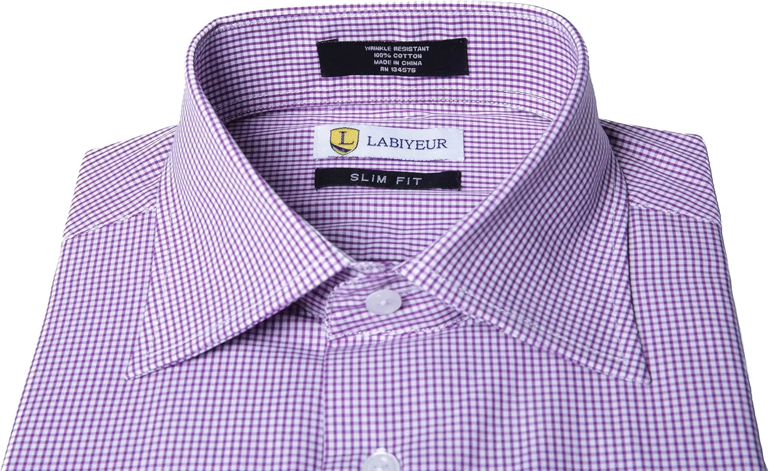 Labiyeur Slim Fit Spread Collar French Cuff Men's Cotton Dress Shirt