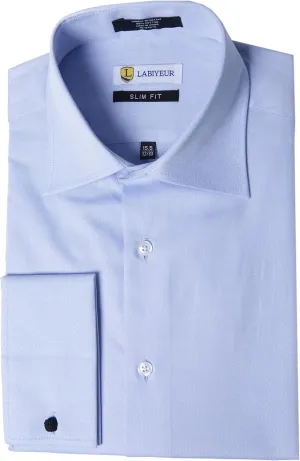 Labiyeur Slim Fit Spread Collar French Cuff Men's Cotton Dress Shirt