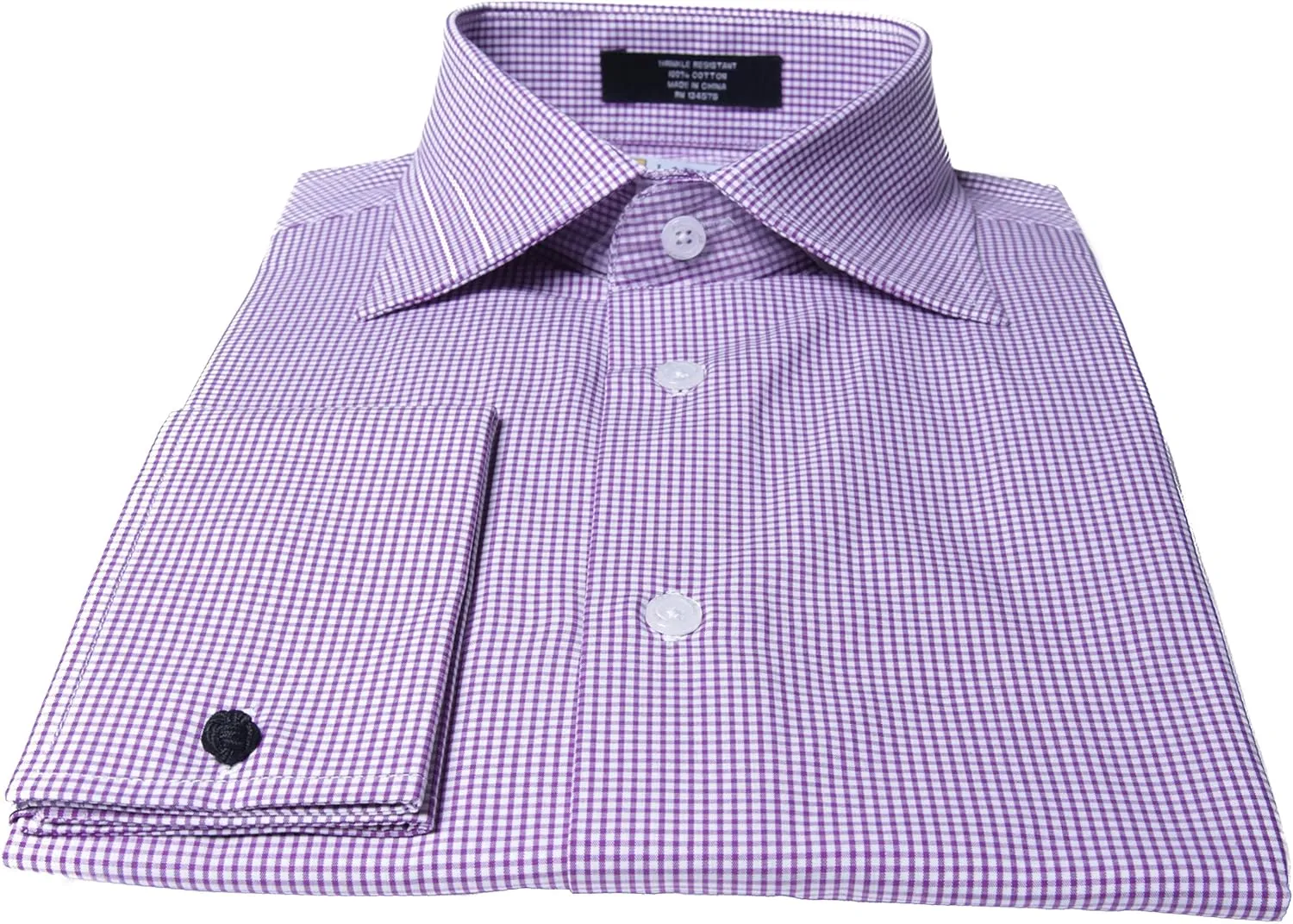 Labiyeur Slim Fit Spread Collar French Cuff Men's Cotton Dress Shirt