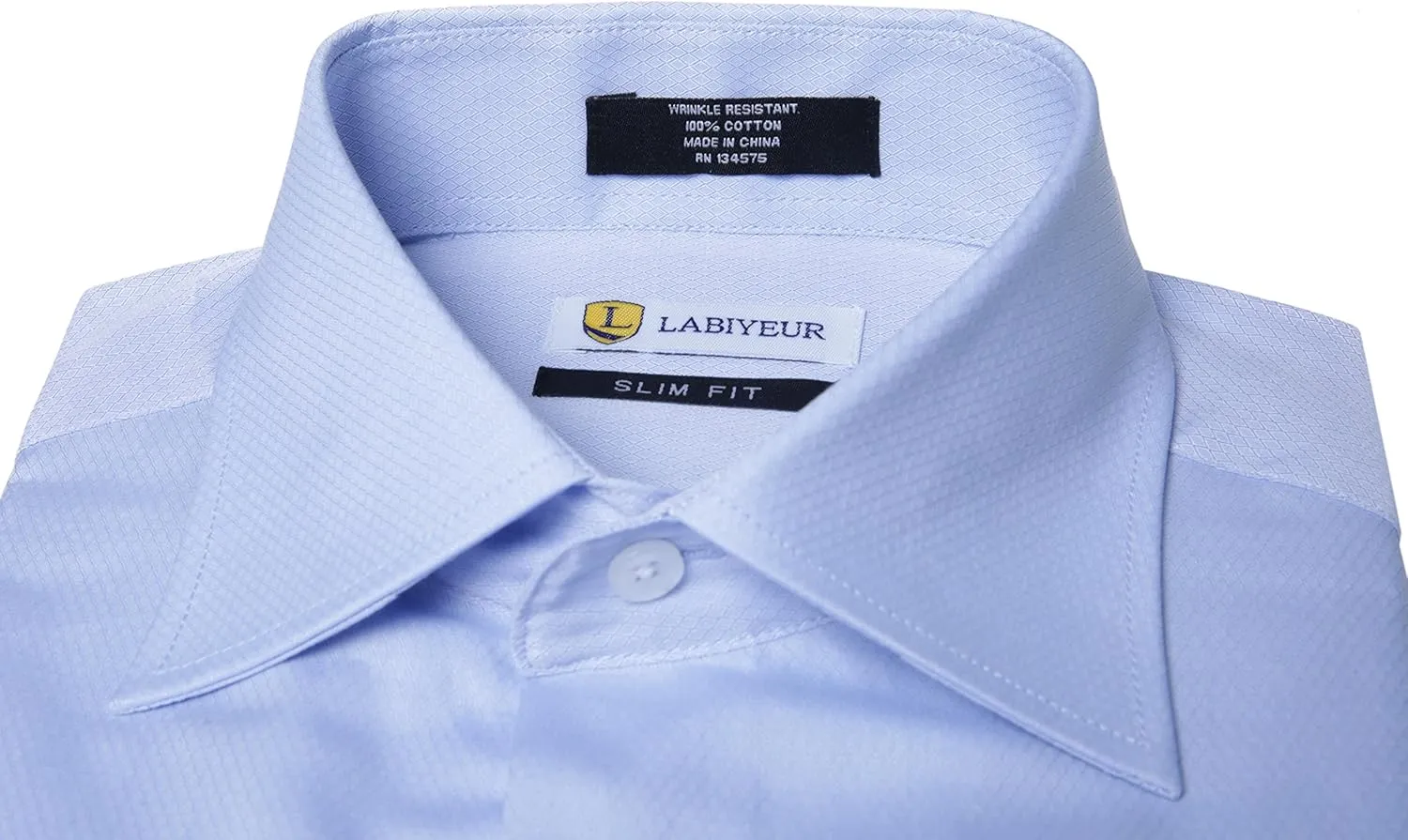 Labiyeur Slim Fit Spread Collar French Cuff Men's Cotton Dress Shirt