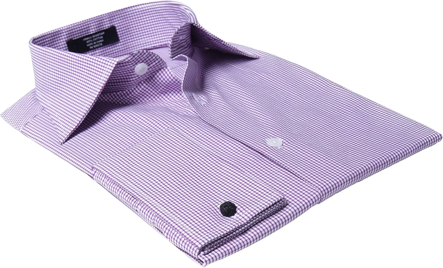 Labiyeur Slim Fit Spread Collar French Cuff Men's Cotton Dress Shirt