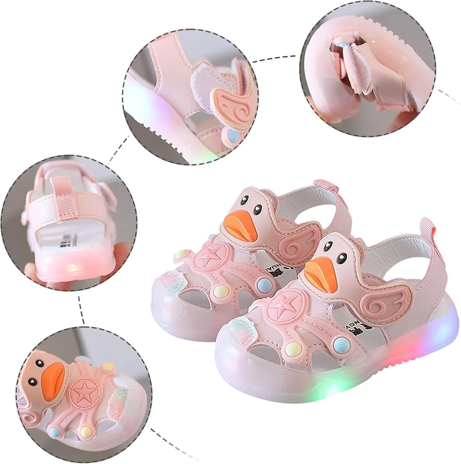 Light Up Baby Animal Sandals Children Cute Cartoon Soft Sole Summer Fashion Breathable Outdoor Play Beach Shoes