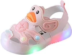 Light Up Baby Animal Sandals Children Cute Cartoon Soft Sole Summer Fashion Breathable Outdoor Play Beach Shoes