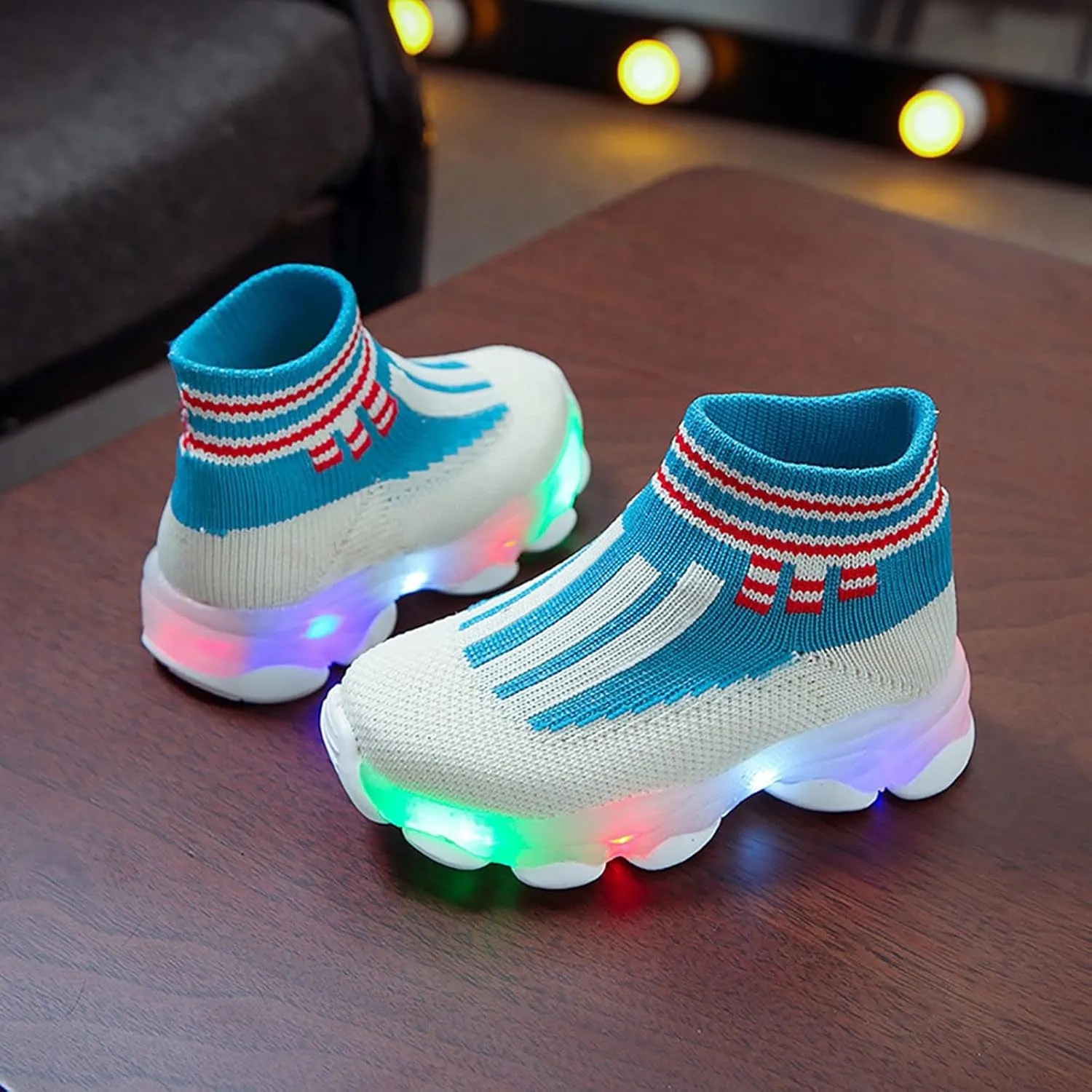 Light Up Shoes Toddler Mesh Lightweight LED Flashing Breathable Soft Sole Walking Sock Sneakers for Boys Baby Knitwear