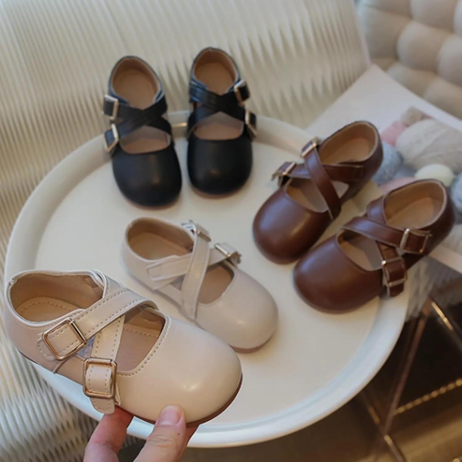 Little Girls Buckle Strap Mary Jane School Uniform Shoes Moccasis Dress Flat Toddler Princess Soft Sole Shoes