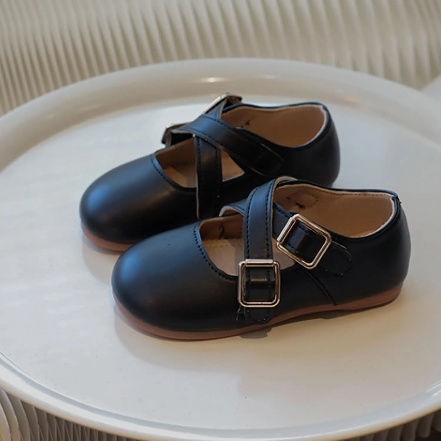 Little Girls Buckle Strap Mary Jane School Uniform Shoes Moccasis Dress Flat Toddler Princess Soft Sole Shoes