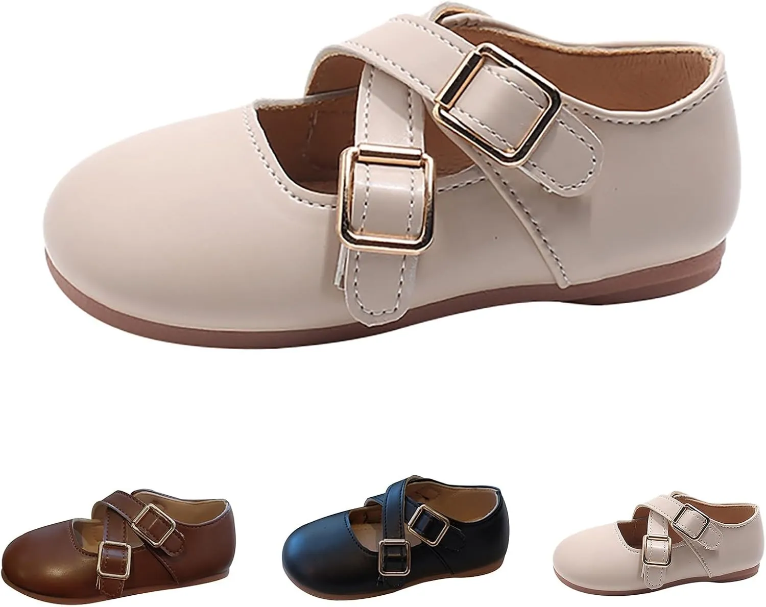 Little Girls Buckle Strap Mary Jane School Uniform Shoes Moccasis Dress Flat Toddler Princess Soft Sole Shoes