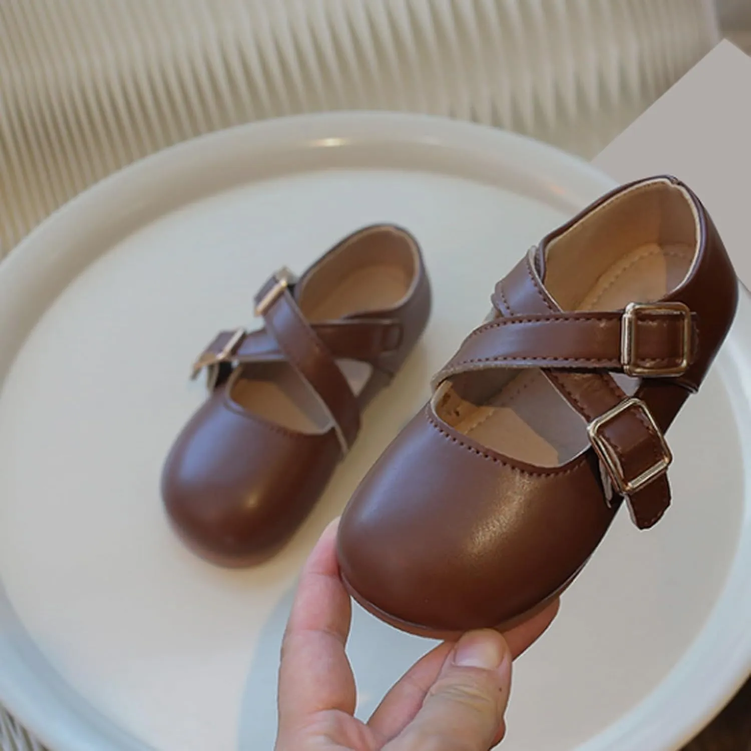 Little Girls Buckle Strap Mary Jane School Uniform Shoes Moccasis Dress Flat Toddler Princess Soft Sole Shoes