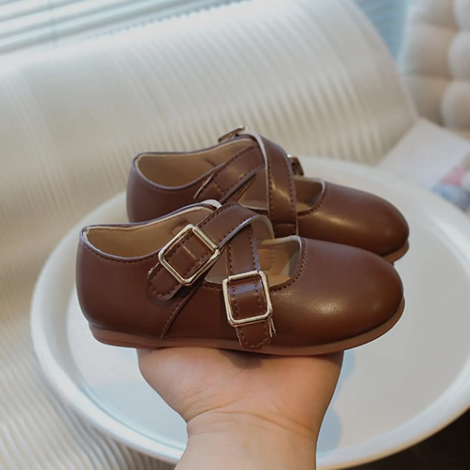 Little Girls Buckle Strap Mary Jane School Uniform Shoes Moccasis Dress Flat Toddler Princess Soft Sole Shoes