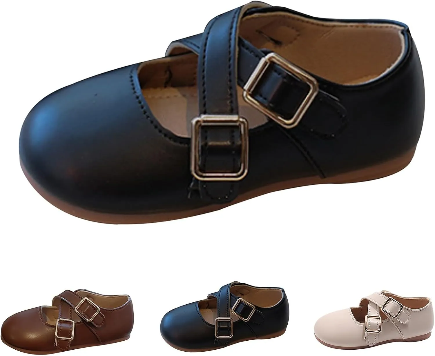 Little Girls Buckle Strap Mary Jane School Uniform Shoes Moccasis Dress Flat Toddler Princess Soft Sole Shoes