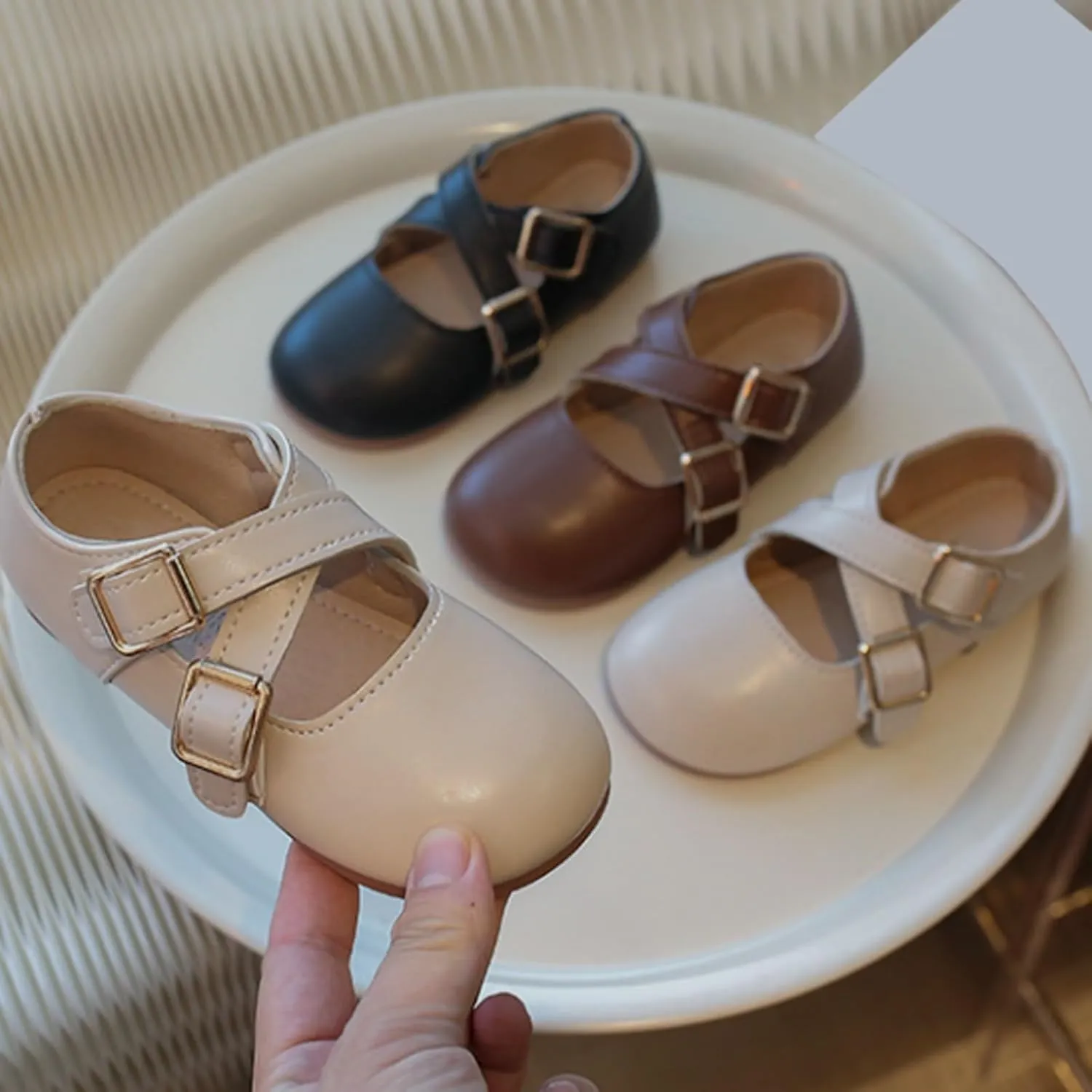 Little Girls Buckle Strap Mary Jane School Uniform Shoes Moccasis Dress Flat Toddler Princess Soft Sole Shoes