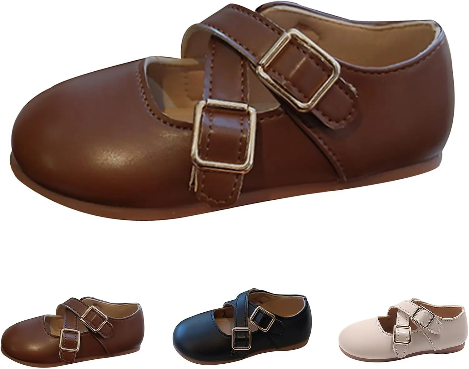 Little Girls Mary Jane School Unifor Shoes Buckle Strap Dress Flat Moccasis Toddler Princess Soft Sole Shoes