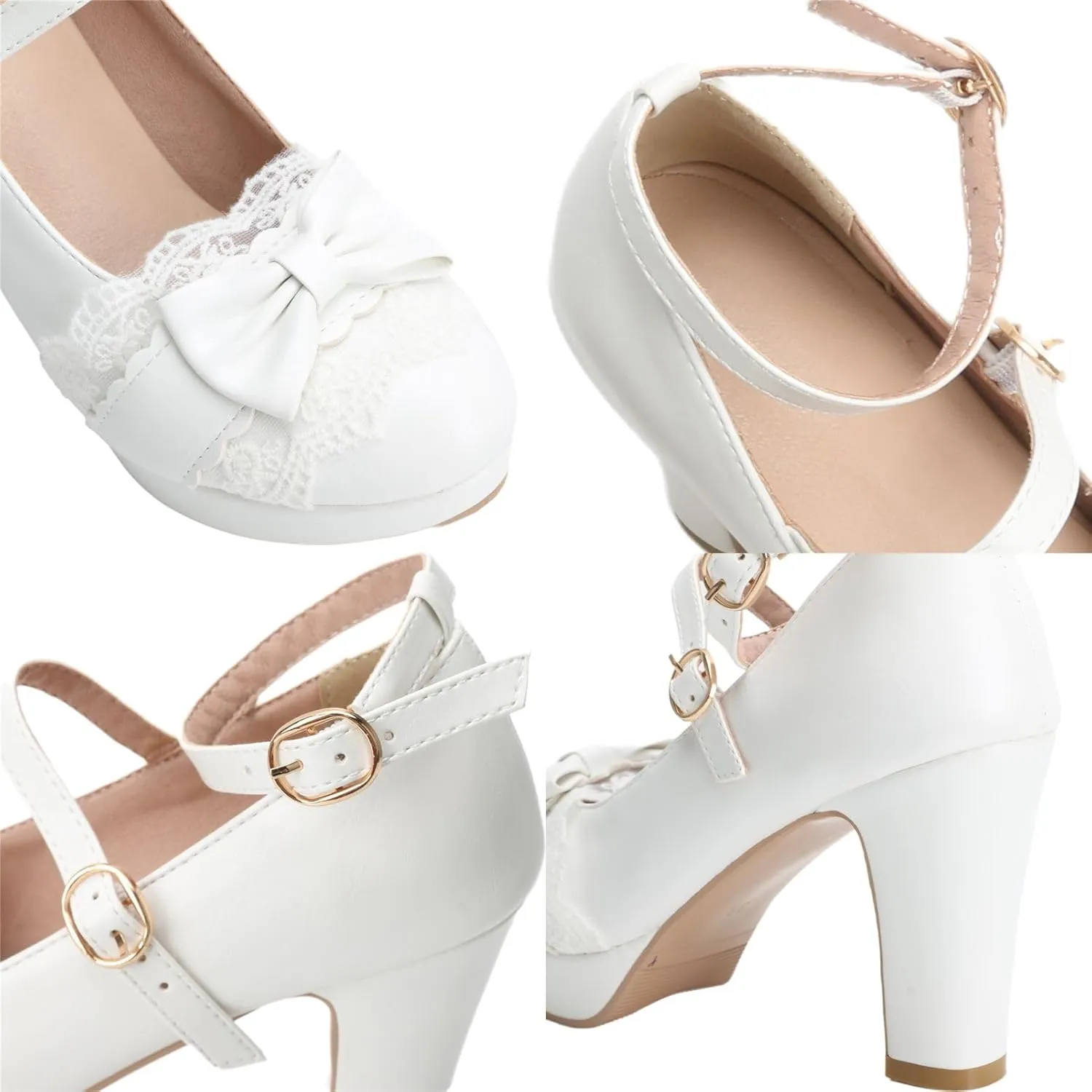 Mary Janes for Women Platform Heels Bow Kawaii Shoes Vintage Dress Pumps