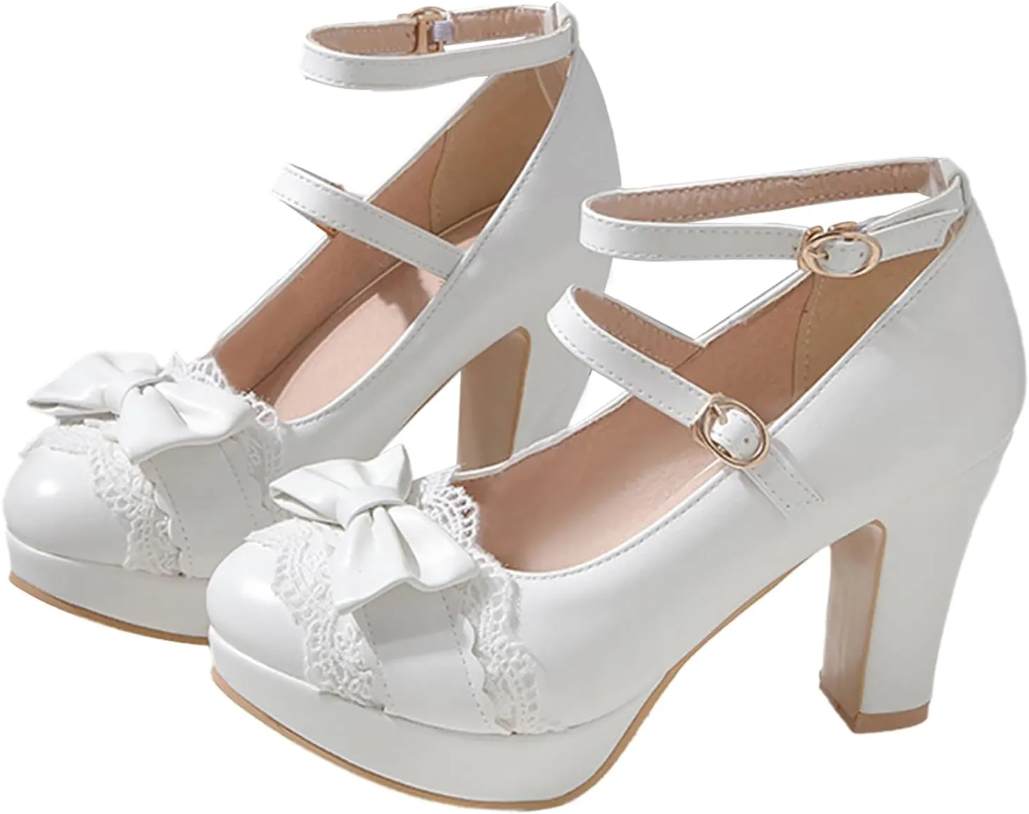 Mary Janes for Women Platform Heels Bow Kawaii Shoes Vintage Dress Pumps