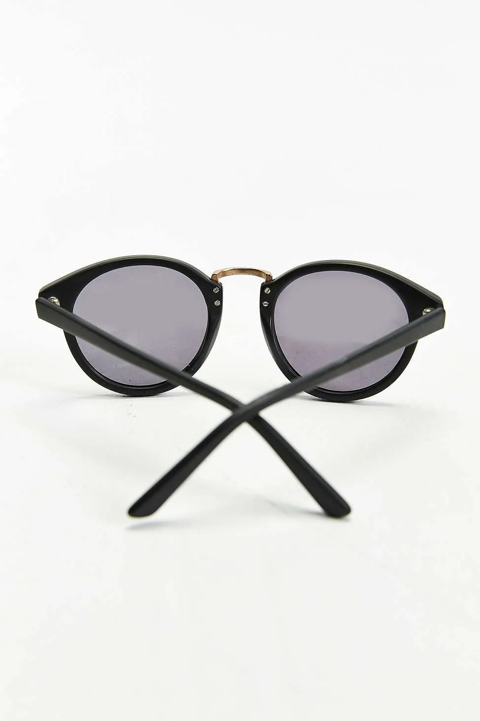 Matte Black Metal Nose Round Sunglasses