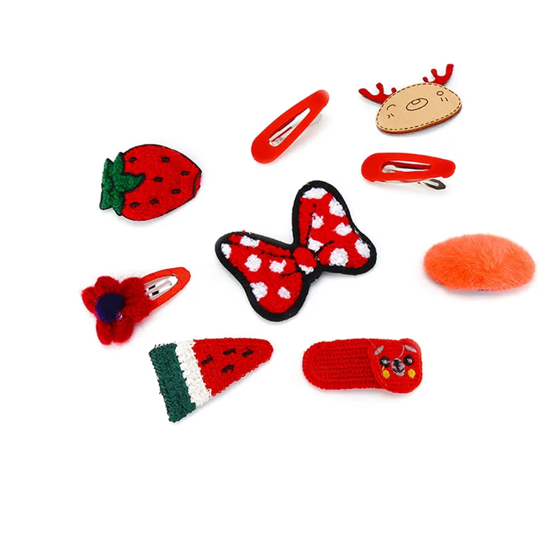 Melbees by Yellow Chimes Hair Clips for Girls Kids Hair Clip Hair Accessories For Girls Cute Characters Pretty Snap Hair Clips for Baby Girls 8 Pcs Red Alligator Clips for Hair Baby Hair Clips