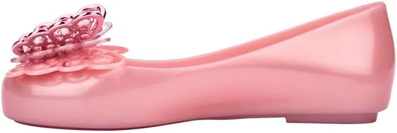 mini melissa Sweet Love Fly Jelly Flats for Girls- Girl's Ballet Flats w/Butterfly Design, Ballerina Flats, Kids Jelly Shoes