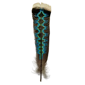 NATIVE AMERICAN PATTERN Turkey Square Feather Tail 10-12