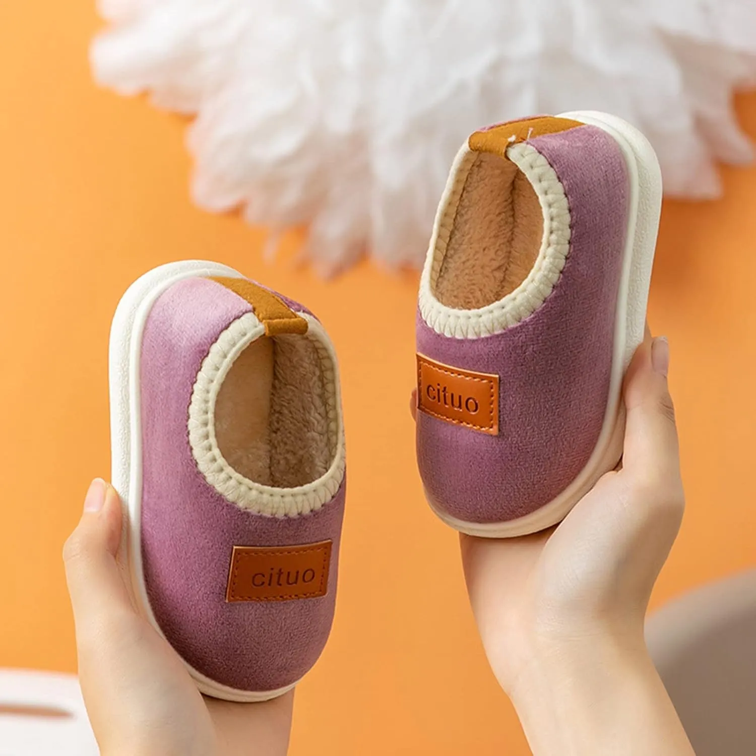 New Born Boy Shoes Childrens Girl Cotton Shoes Solid Color Fashion Soft Sole Winter Warm Indoor Non Slip Cotton Shoes Organic Fleece Baby