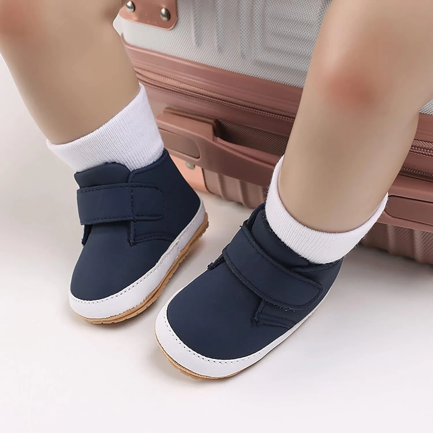Newborn Baby Boys Girls Prewalker Shoes Soft Rubber Sole Infant Sneakers Fashion High-Top Non-Slip Walking Shoes