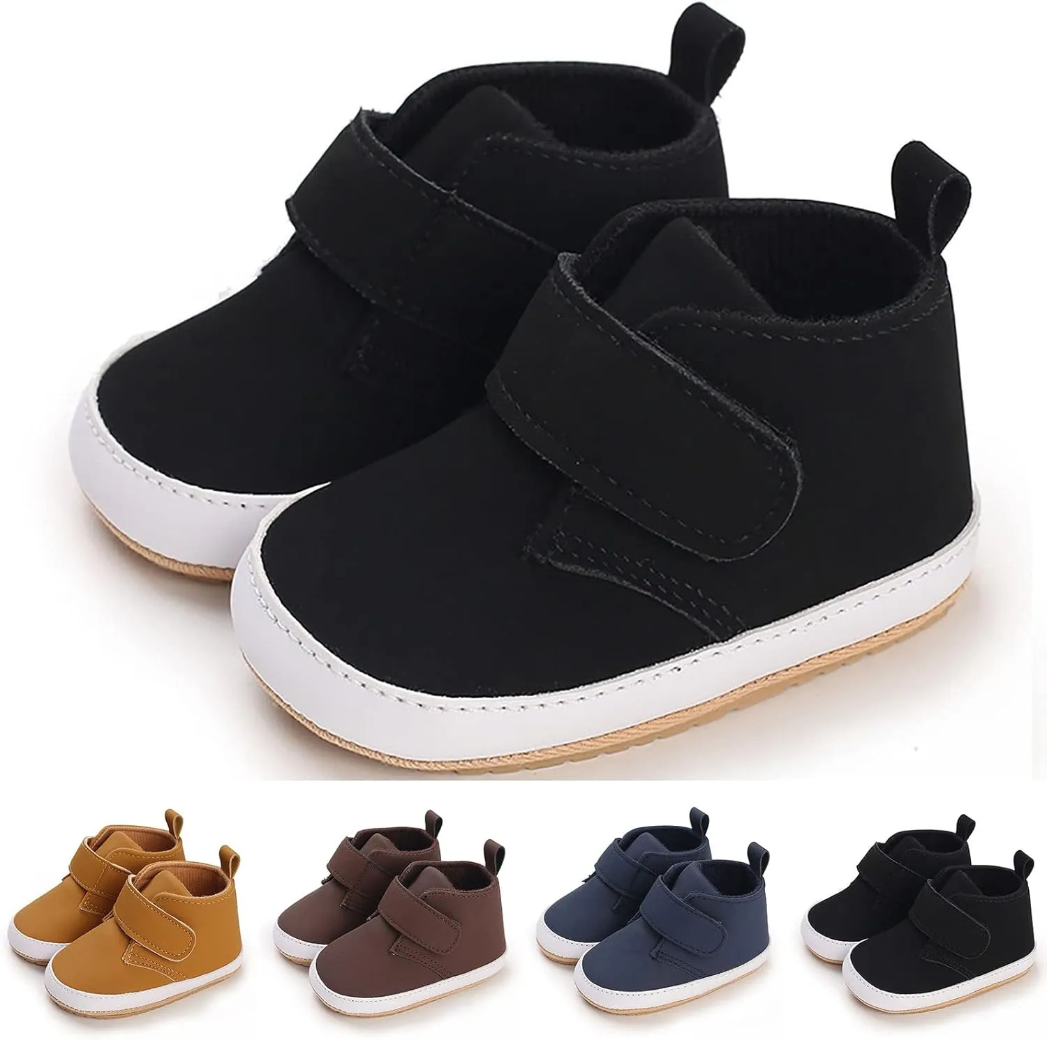 Newborn Baby Boys Girls Prewalker Shoes Soft Rubber Sole Infant Sneakers Fashion High-Top Non-Slip Walking Shoes