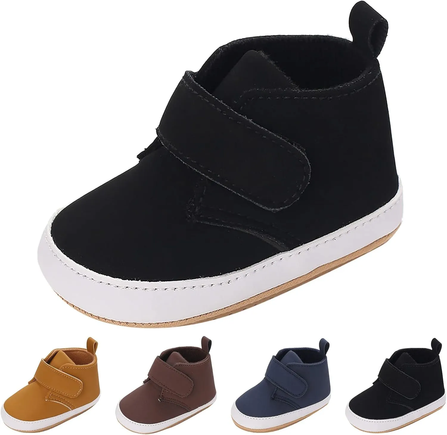 Newborn Baby Boys Girls Prewalker Shoes Soft Rubber Sole Infant Sneakers Fashion High-Top Non-Slip Walking Shoes