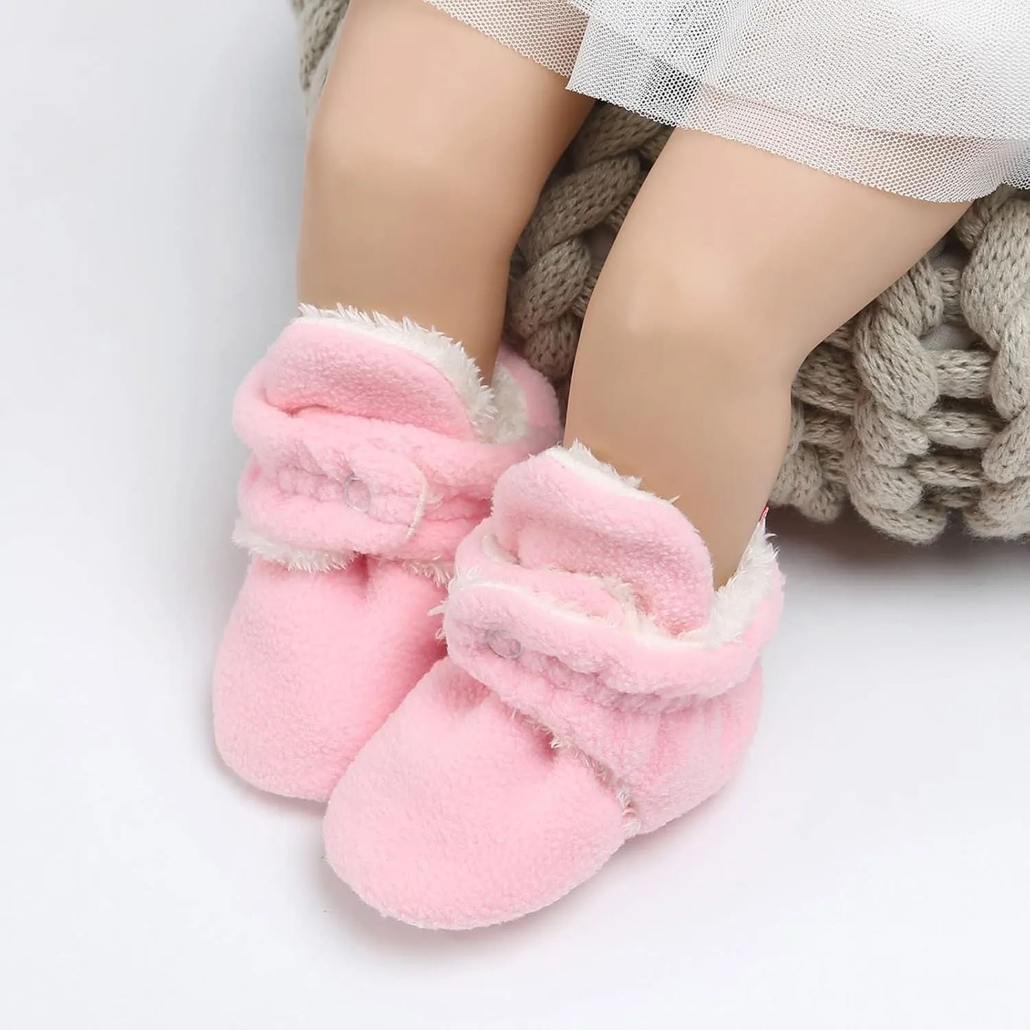 Newborn Baby Girls Boys Warm Winter Snow Boots Non Skid Soft Sole 0-18 M Crib Shoes Prewalker First Walkers Shoes (Pink-03#a, 6-12 Months)