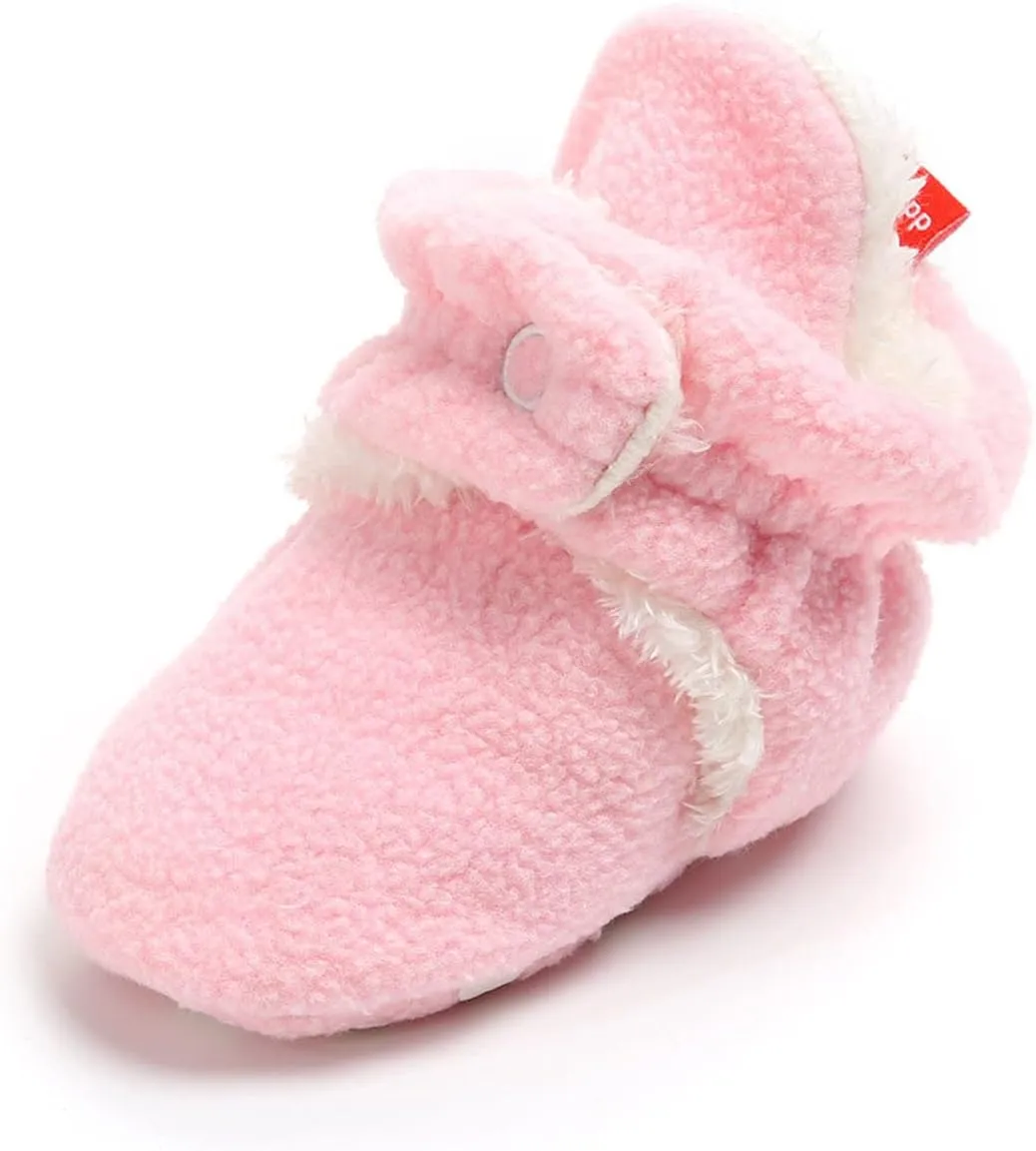 Newborn Baby Girls Boys Warm Winter Snow Boots Non Skid Soft Sole 0-18 M Crib Shoes Prewalker First Walkers Shoes (Pink-03#a, 6-12 Months)