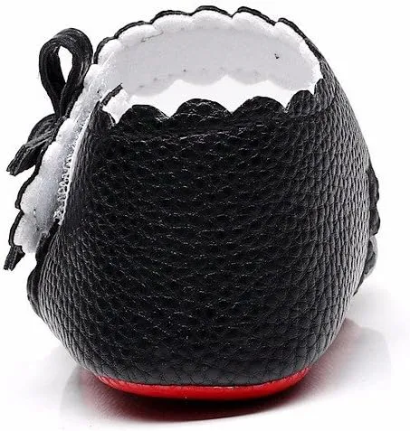 Newborn Baby Girls Soft Sole Shoes Baby Wavy Edge Bow Baby Toddler Shoes Baby Soft Bottom Shoes