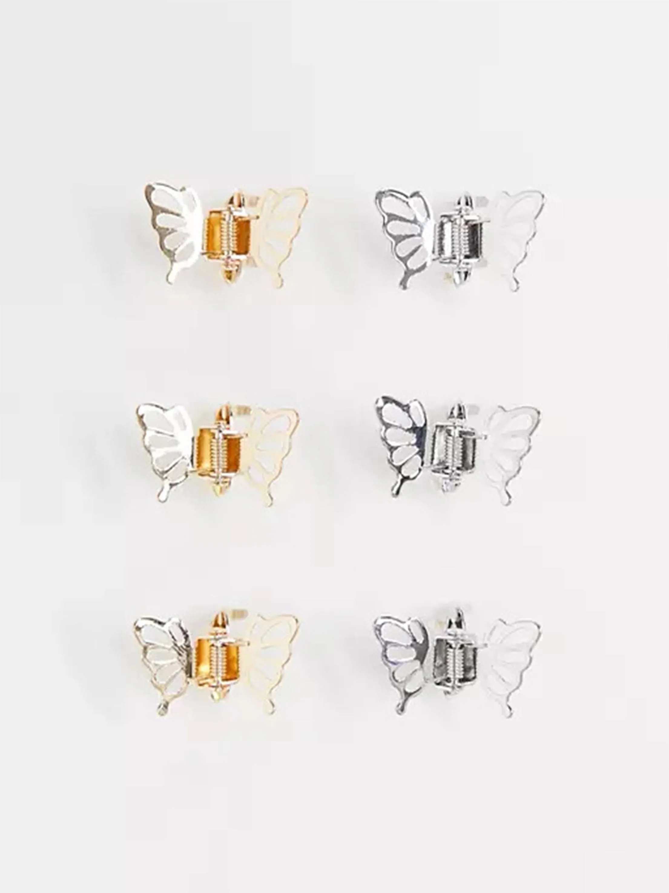 Pack Of 6 Hair Clip Claw In Metal Butterfly Design