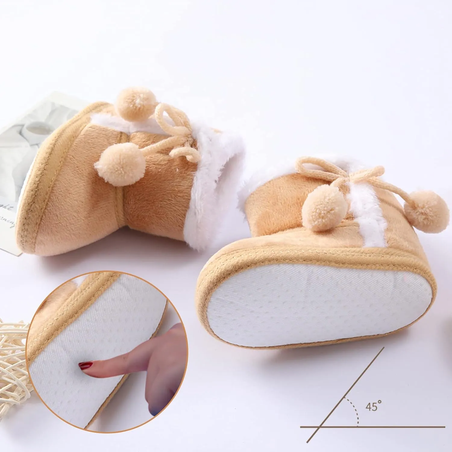 POLG Baby Boots Winter Warm Snow Boots Newborn Girl Boys Soft Sole Anti-Slip Prewalker Infant Toddler Cute Booties