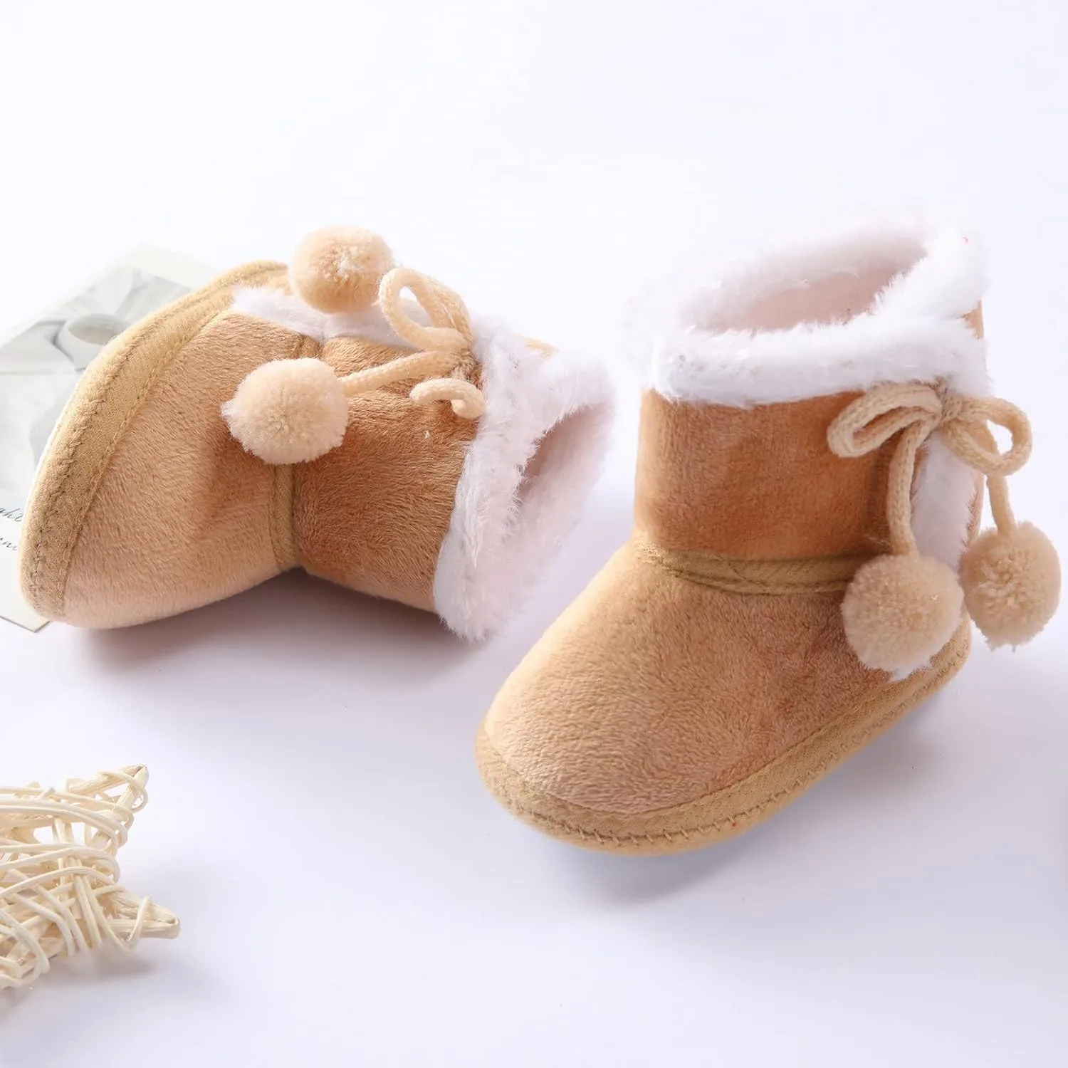 POLG Baby Boots Winter Warm Snow Boots Newborn Girl Boys Soft Sole Anti-Slip Prewalker Infant Toddler Cute Booties