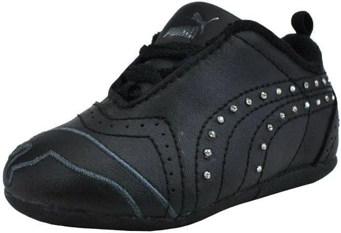 PUMA Shoes Sela Diamond Rhinestone Infant Toddler Black Sneakers (5 M US Toddler)