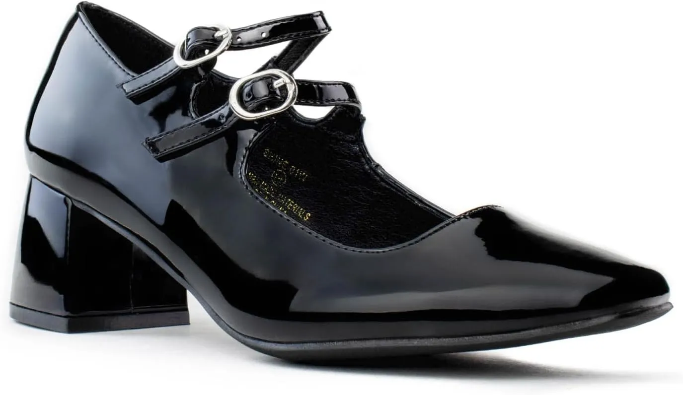 RF ROOM OF FASHION Women's Wide Fit Mary-Jane Chunky Heel Dress Pumps-True Wide Width