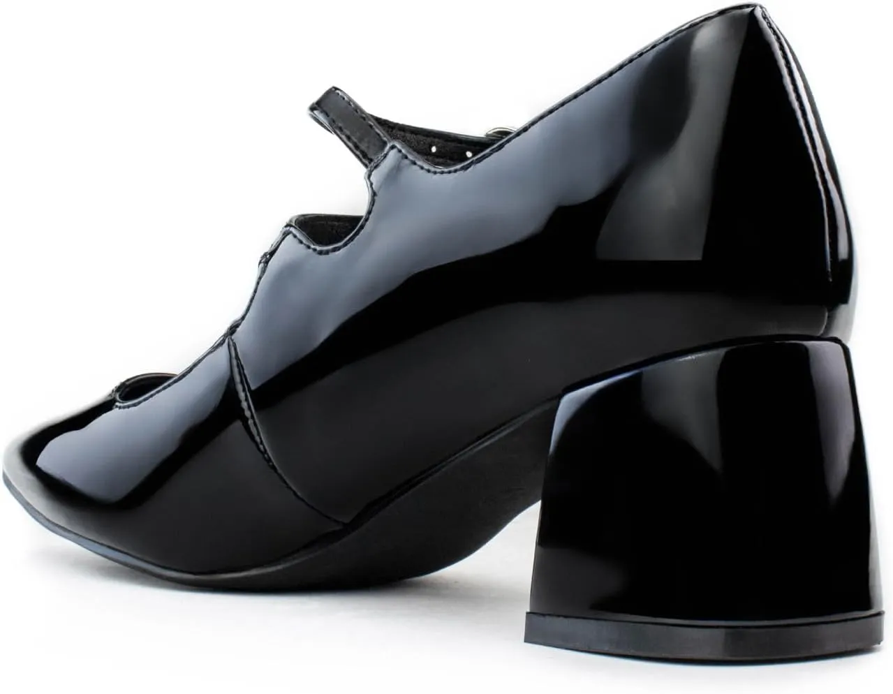 RF ROOM OF FASHION Women's Wide Fit Mary-Jane Chunky Heel Dress Pumps-True Wide Width