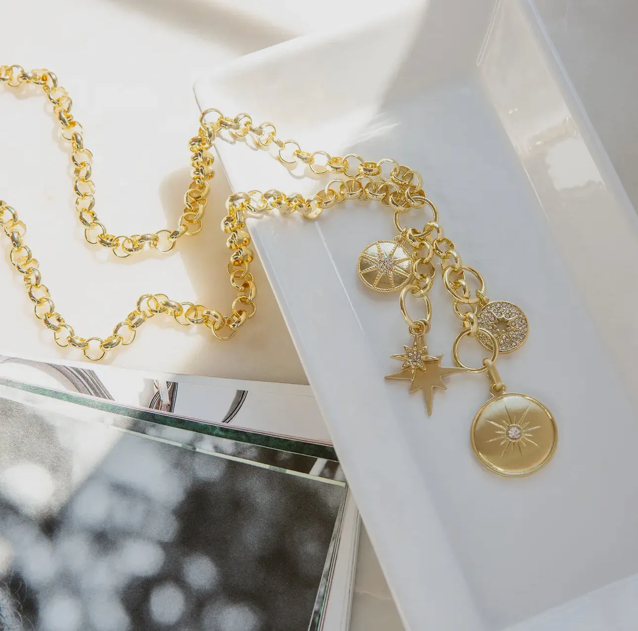 Rolo Link Necklace with Multiple Charms