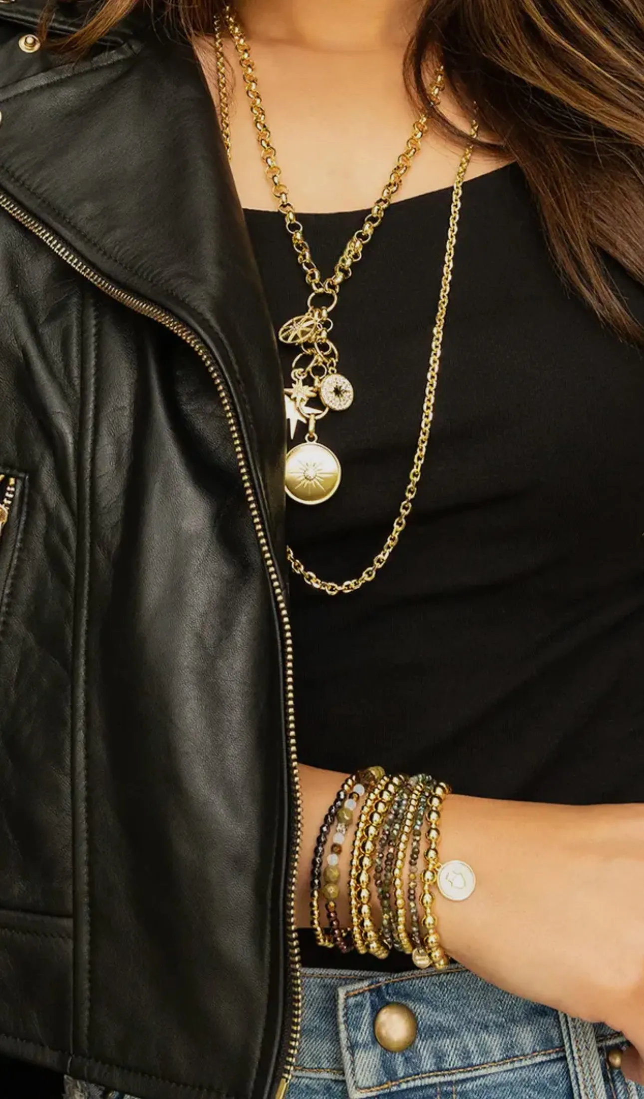 Rolo Link Necklace with Multiple Charms