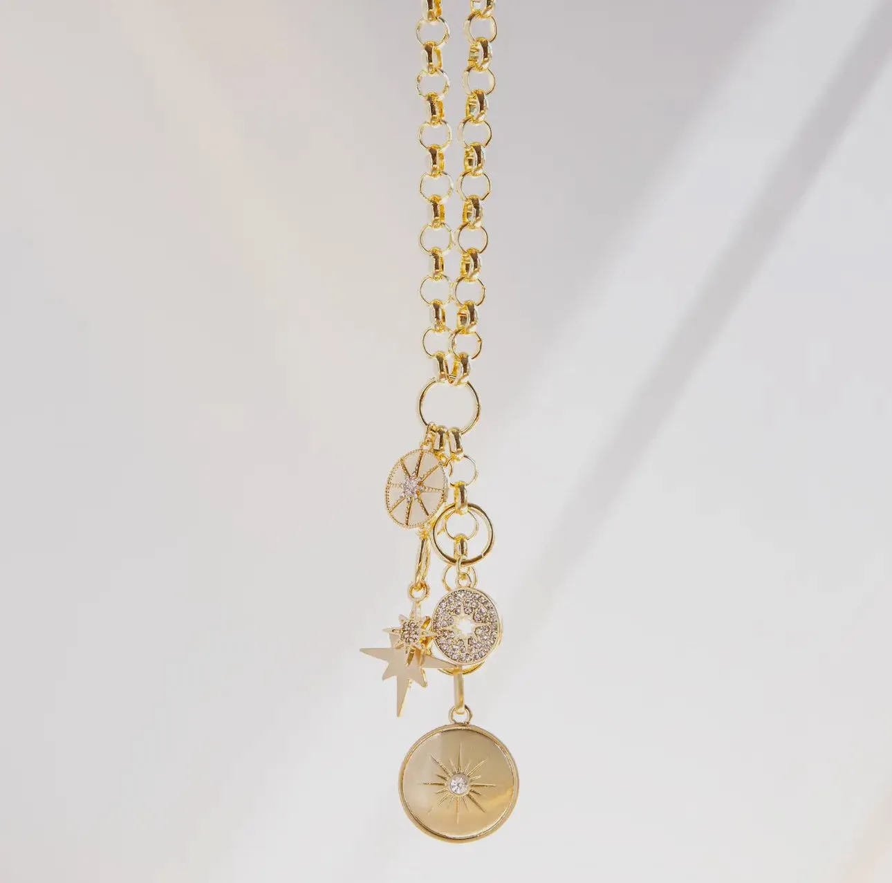 Rolo Link Necklace with Multiple Charms