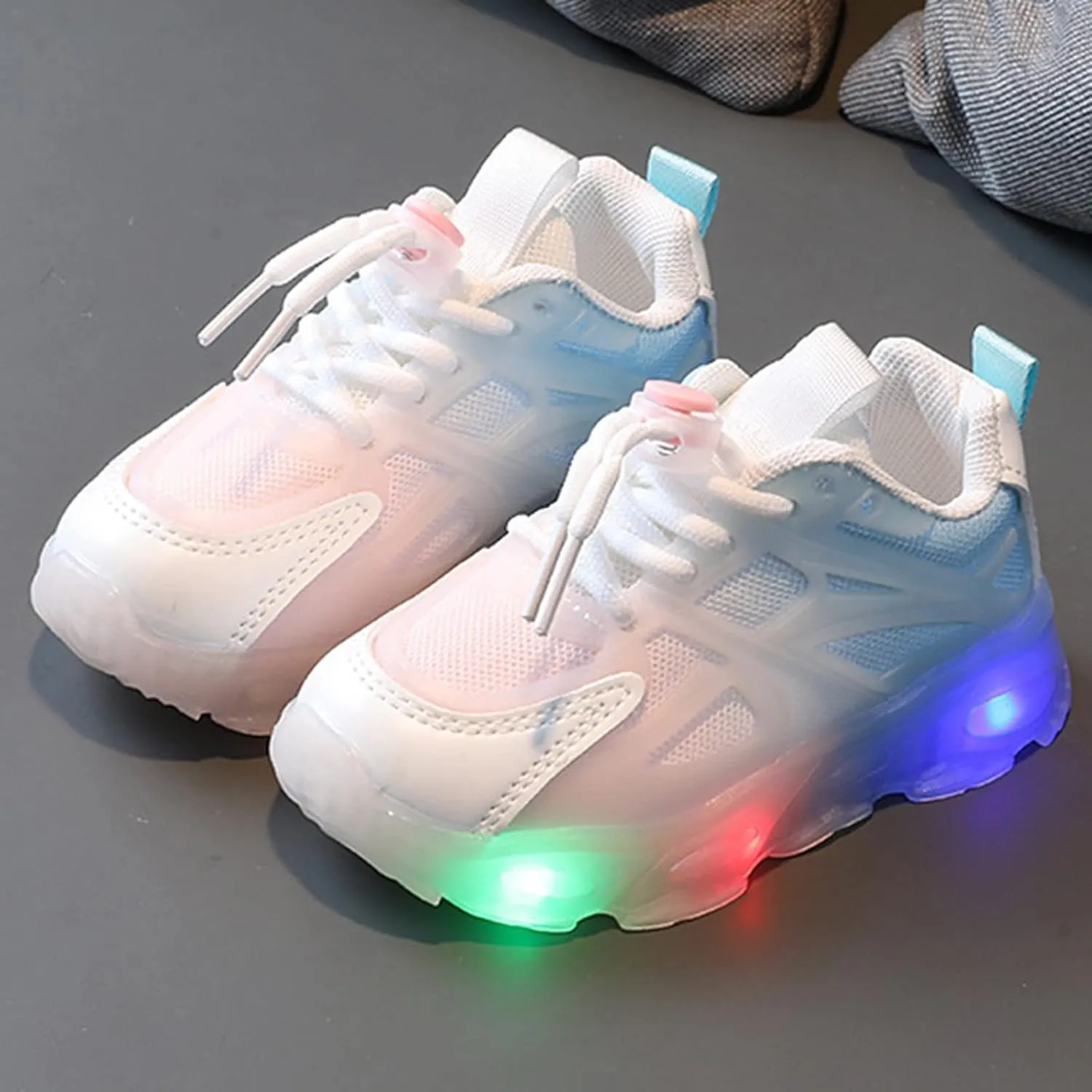 Running Shoes Toddler Light Up Gradient Shoes Kids Lightweight Non-Slip Light Sneakers Tie The Rope Sport Shoes