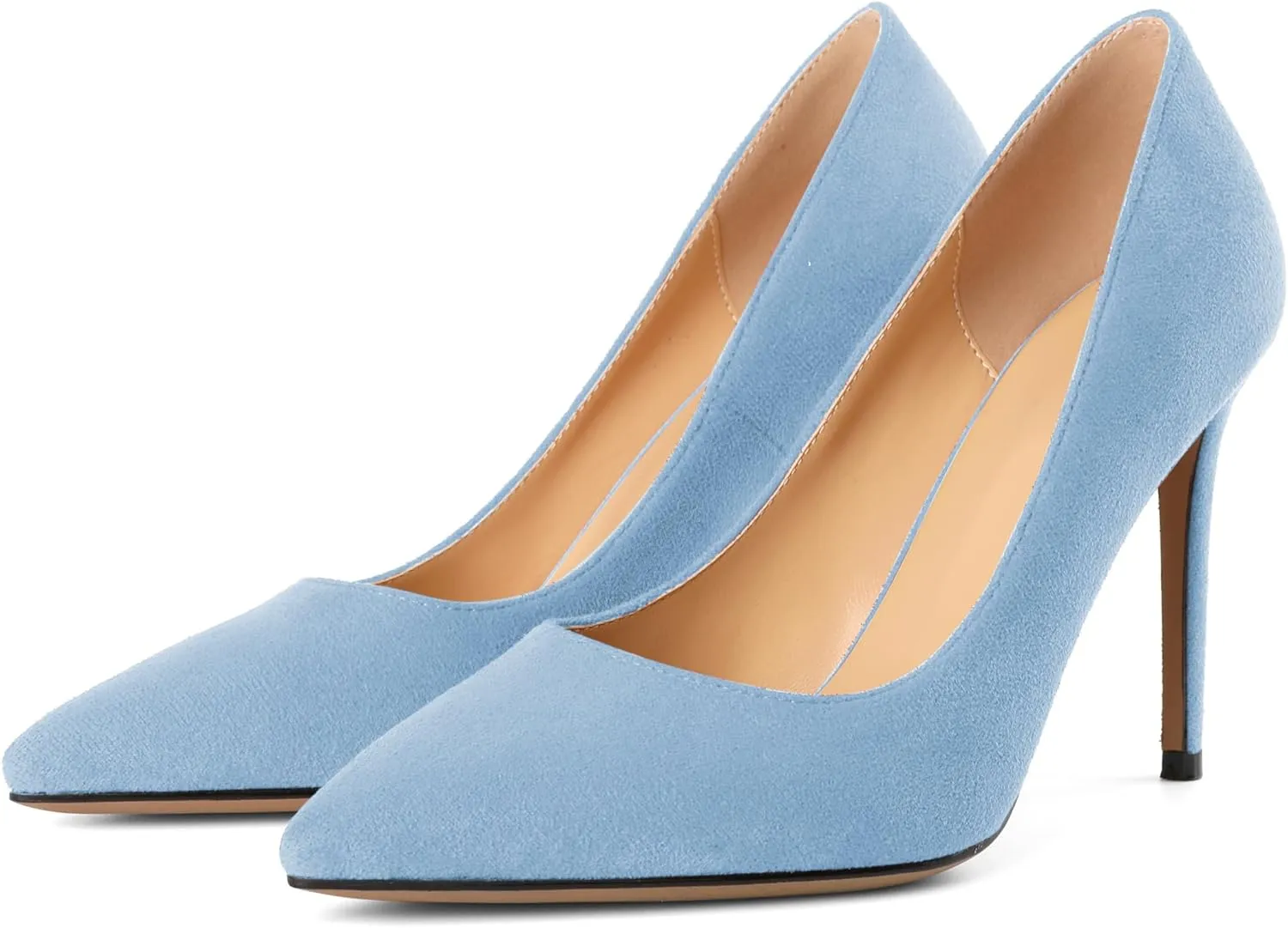 SAMMITOP Women's Pointed Toe High Heel Pumps 10cm Classic Stiletto Suede Shoes