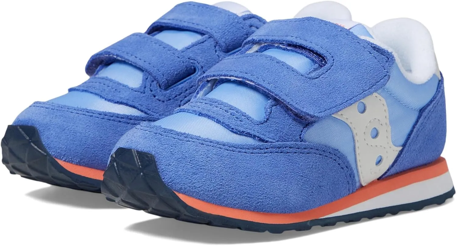 Saucony Originals Kids Baby Jazz Hook and Loop Sneakers for Toddlers  Nylon Upper  EVA Midsole Blue/Coral 4 Toddler M
