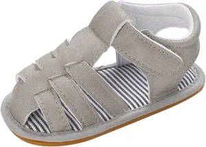 sfdgfhyf Children Soft Shoes Summer Children Toddler Boys and Girls Sandals Flat Soles Light Straps Roman Style (Grey, 5 Infant)