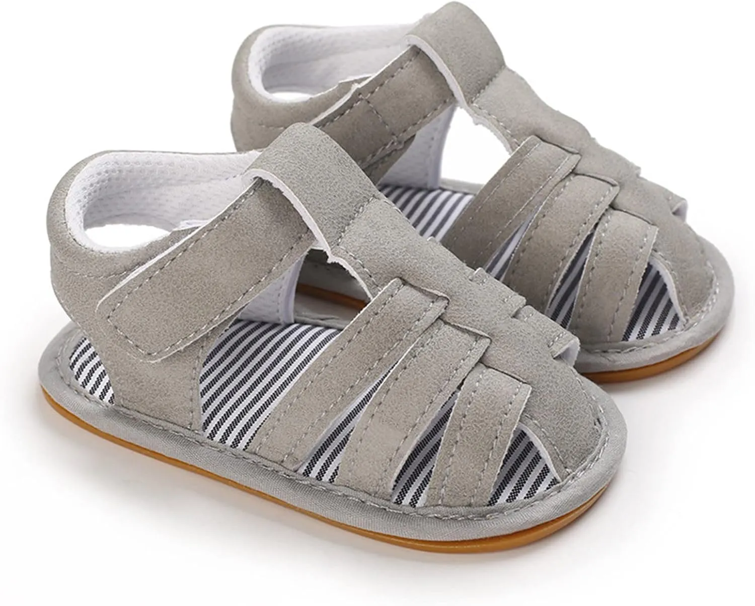 sfdgfhyf Children Soft Shoes Summer Children Toddler Boys and Girls Sandals Flat Soles Light Straps Roman Style (Grey, 5 Infant)