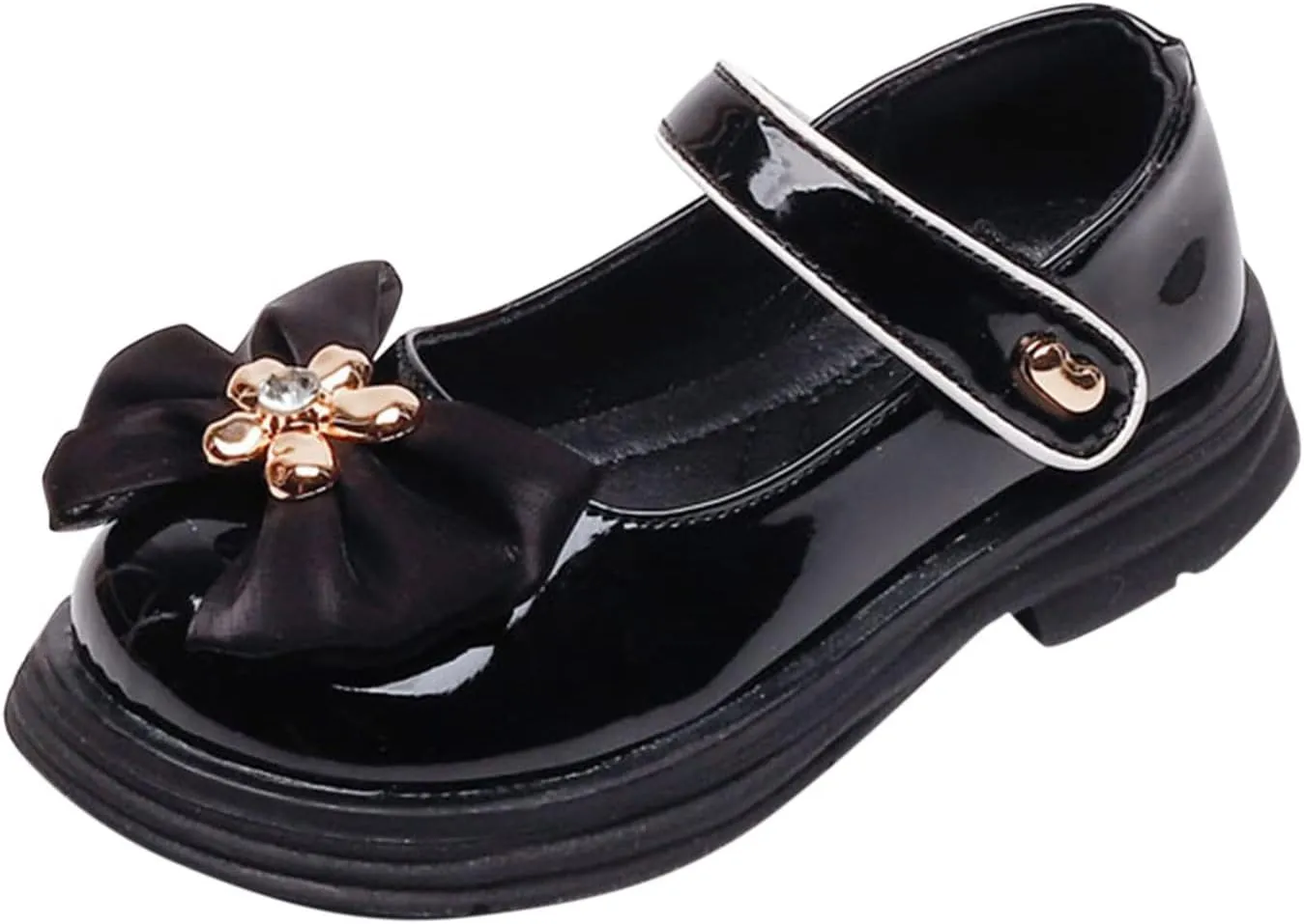 sfdgfhyf Children Soft Sole Shoes Fashion Spring Summer Child Casual Shoes Girls Dress Shoes Thick Sole Round (Black, 3 Big Kids)