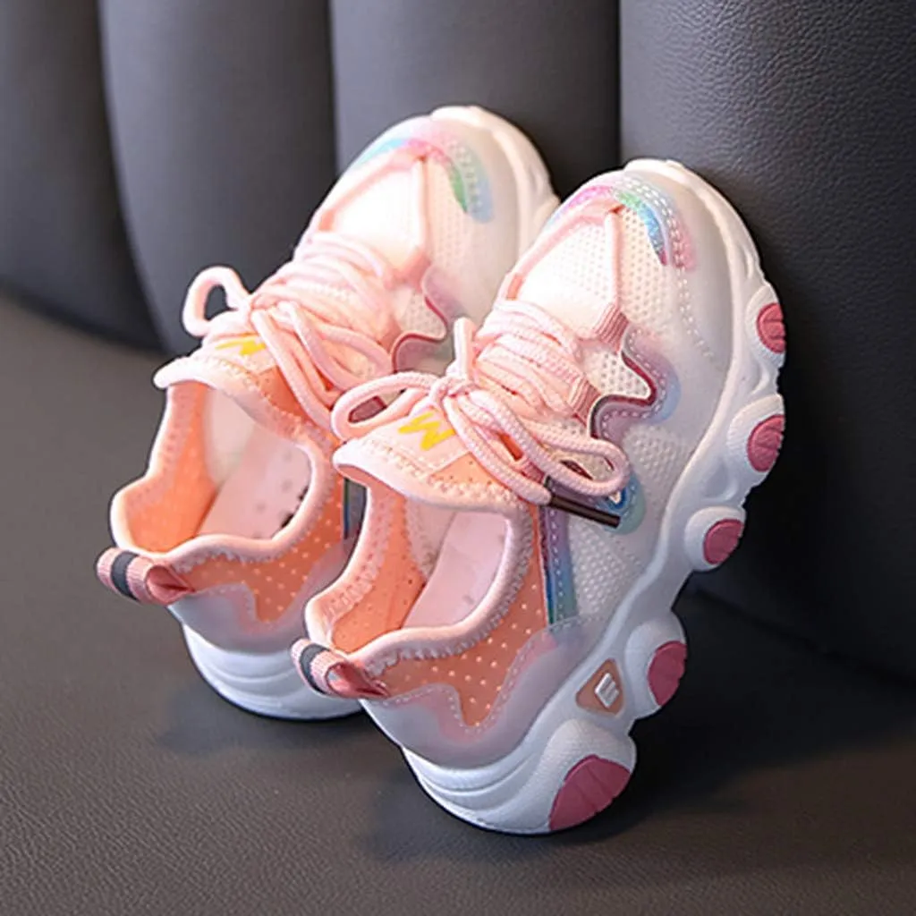 sfdgfhyf Girls Sneaker Baby Soft Up Shoes Toddler Breathable Shoes Infant Kids Girls Lace Mesh Baby Shoes for 1 to 6