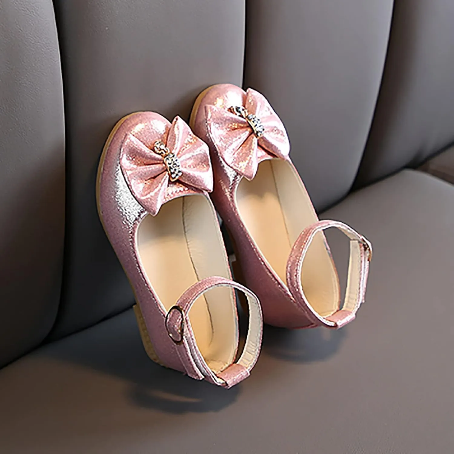 Shallow Shoes Crystal Princess Baby Kids Dance Single Children Infant Shoes Bowknot Girls Baby Toddler Running (Pink, 15-18Months)